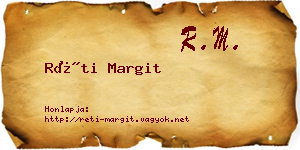 Réti Margit névjegykártya